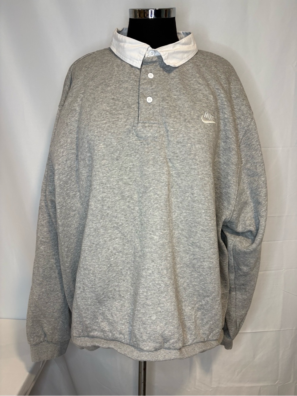Nike Vintage Rugby Polo Sweatshirt XXL Gray Fleece